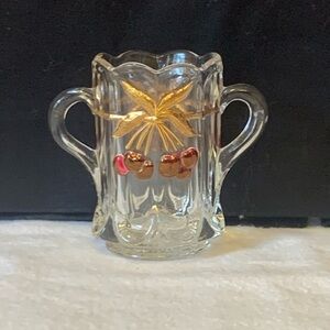 Vintage Mosser Glass Northwood Cherry & Cable Thumbprint Vase Celery Or Spooner